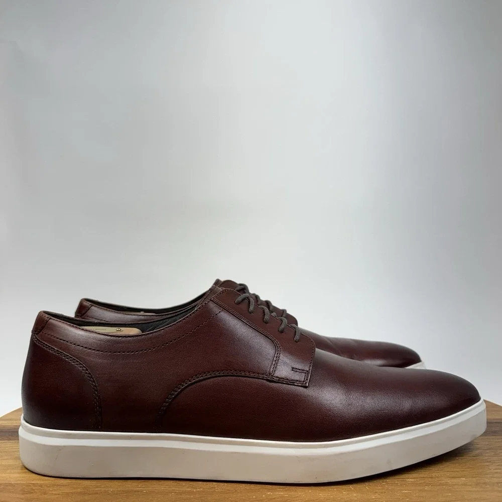Mens Johnston & Murphy Bolivar Burnished Brown Leather Dress Shoes Oxfords SZ 12